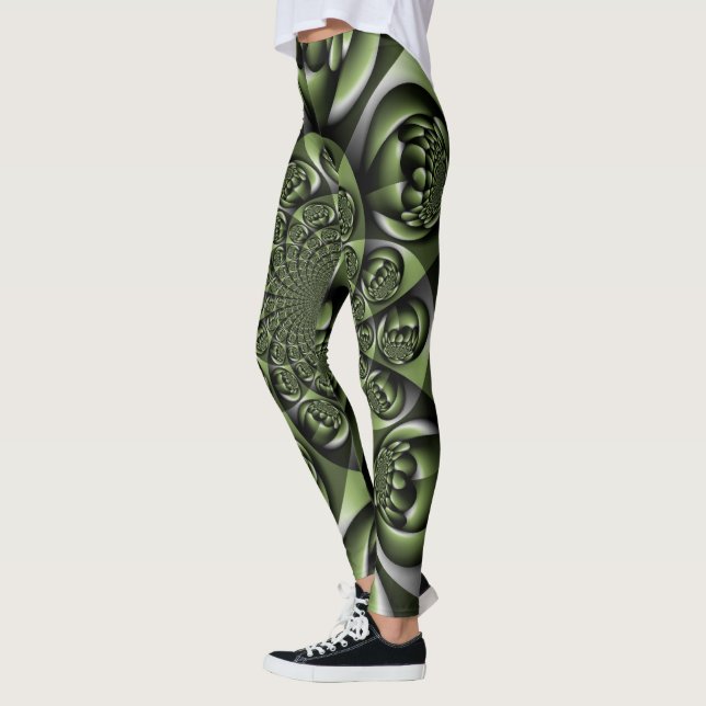 Leggings Sphères miniatures de forêt verte blanche (Gauche)