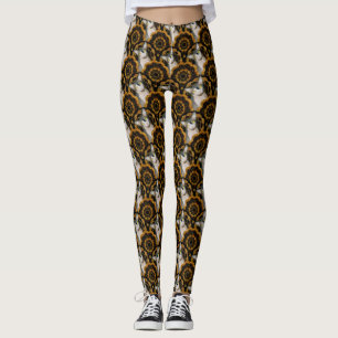 Leggings Sphynx Cat Ninja Fleur de morue noire et or