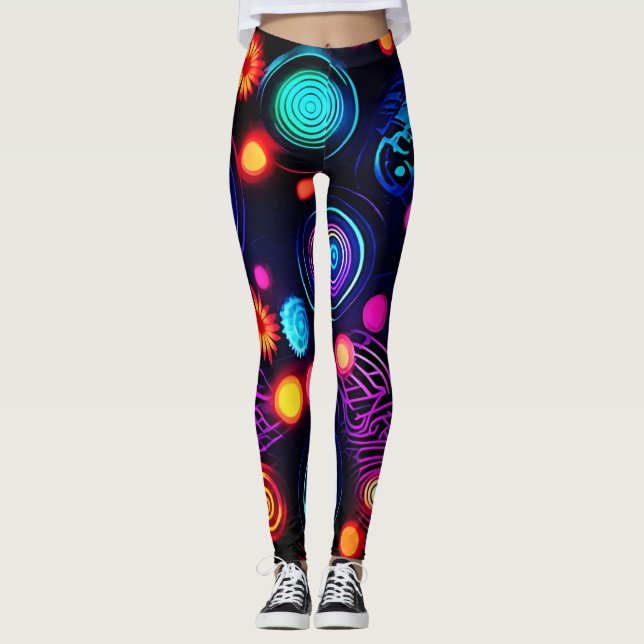 Leggings Spirale de néon et art de point (Devant)