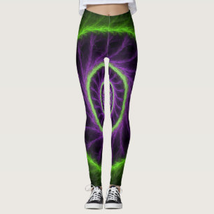 Leggings Spirale d'énergie néon – Vortex fractal vert et vi