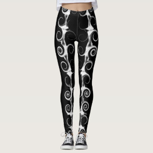Leggings Spirales et volutes motif noir et blanc