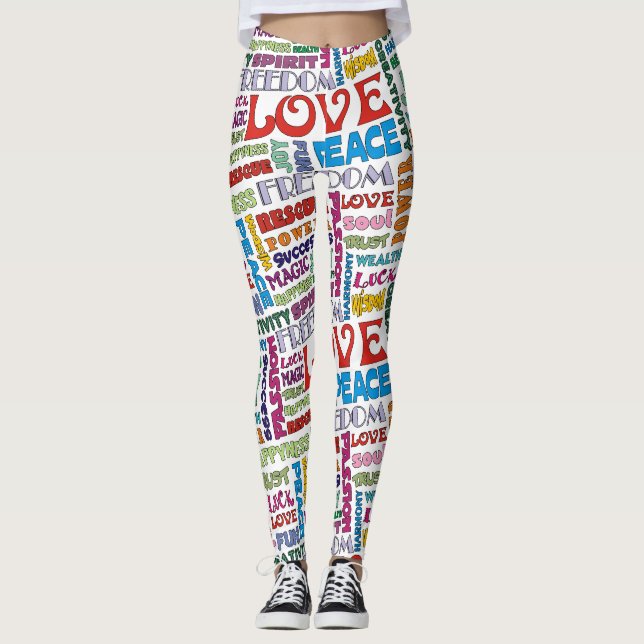 Leggings Spirit Words / Affirmations FLOWER POWER Style (Devant)