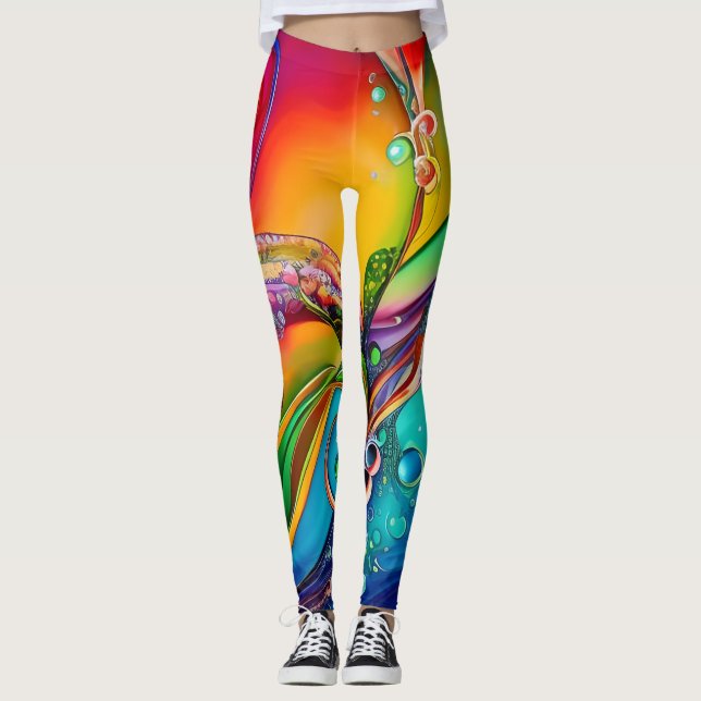 Leggings Splash ! Bulles colorées Abstraites (Devant)