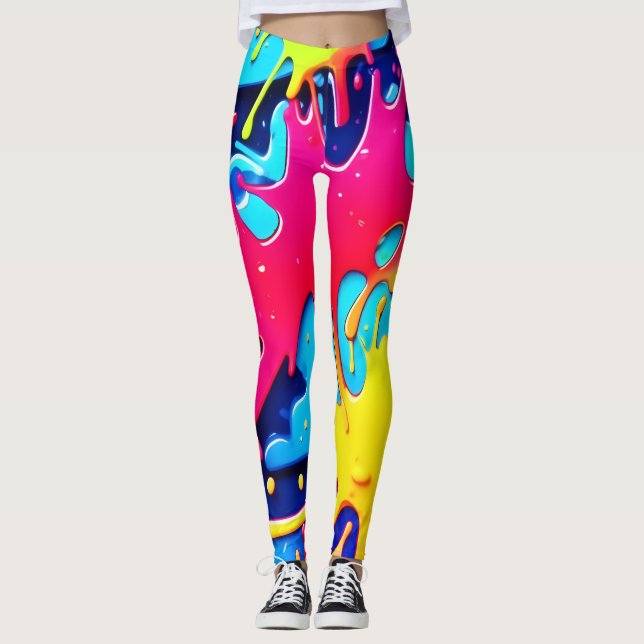 Leggings Splatterfest : un chaos coloré (Devant)