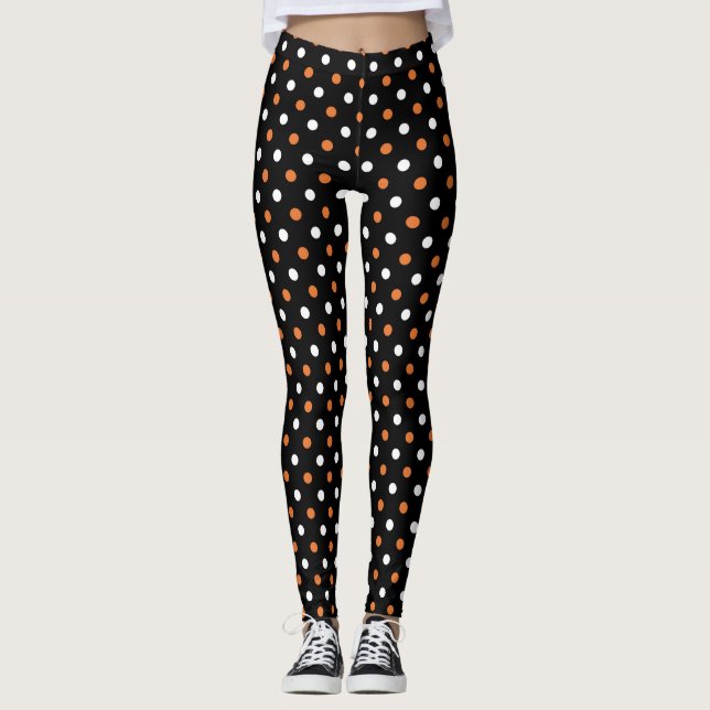 Leggings Spooktacular Polka Party : Navy & Orange Halloween (Devant)
