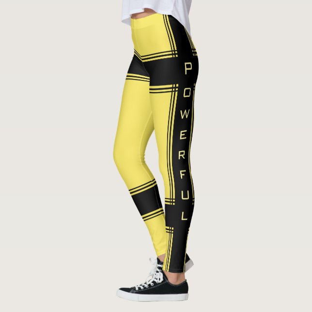 Leggings Sport Design Texte puissant - Vos couleur (Gauche)