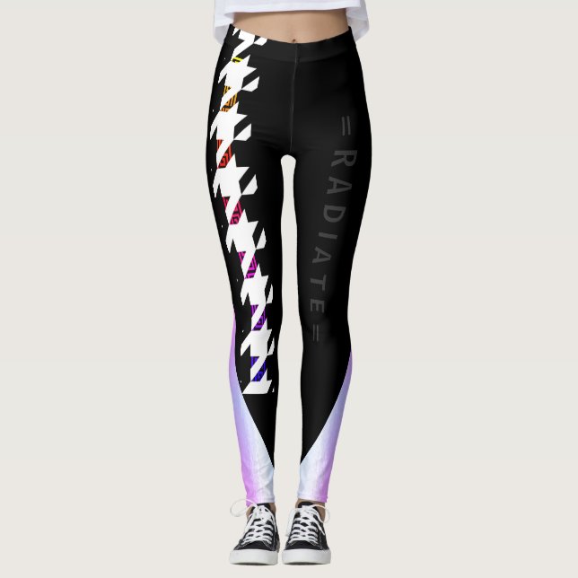Leggings Sportif arc-en-ciel grec clé Houndstooth Radiate (Devant)