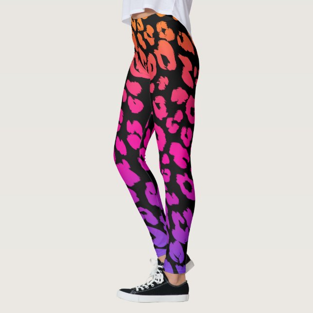 Leggings sportifs Empreintes de léopard multicolor (Gauche)