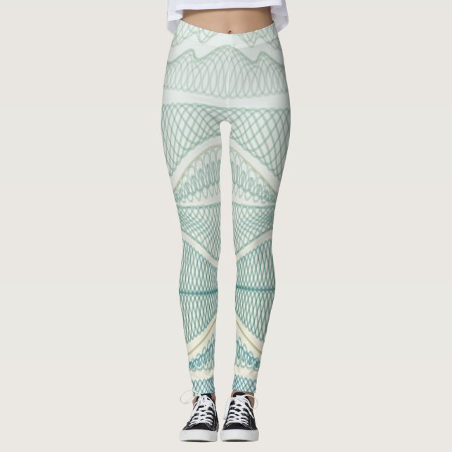 Leggings Sporty Aqua White Crazy Patternes Lignes et des to (Devant)
