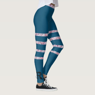 Leggings Sporty Chic Activewear Striped Blue Yoga
