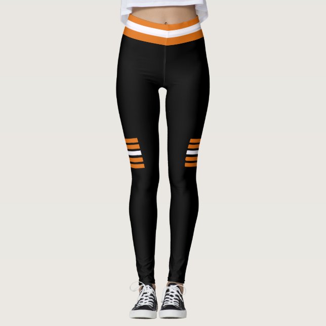 Leggings Sporty Orange Black & White Design (Devant)