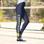 Leggings Sporty Pickleball Custom Town Nom de l'équipe Mari<br><div class="desc">Les jambes parfaites pour les amateurs de pickleball. Des leggings de haute qualité avec votre texte personnalisé et un pickleball jaune de chaque côté. Ajoutez le nom de votre équipe, le nom de la ville, le nom du club, etc. Amusez-vous pour un jeu social décontracté ou un match de tournoi...</div>