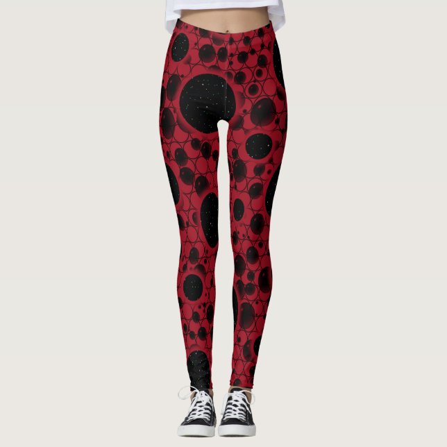 Leggings Spots de bulles spatiales - Bourgogne (Devant)