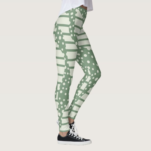 Leggings Spots et bandes 2 - Vert (Droite)