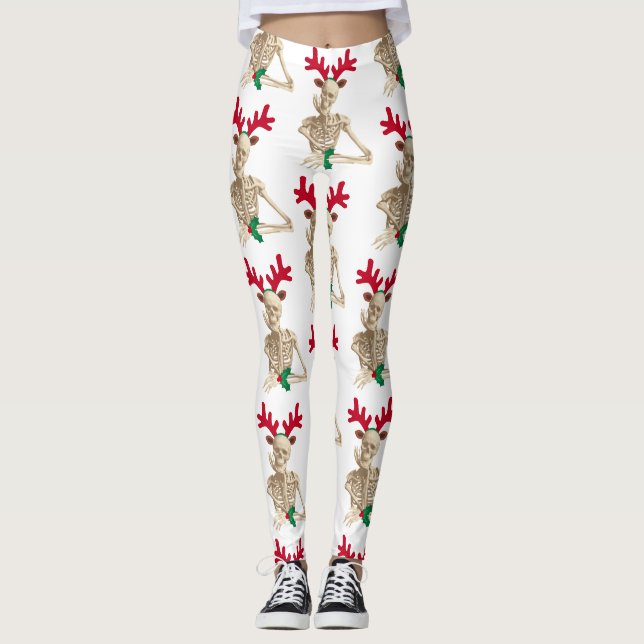 Leggings squelette de rennes de noël (Devant)