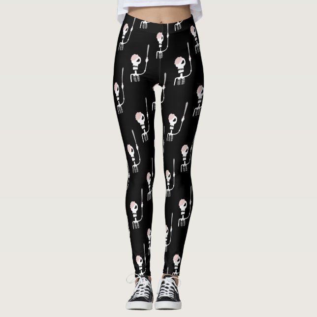Leggings Squelette d'Halloween avec épée (Devant)