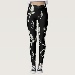 Leggings squelette pattes noires blanches