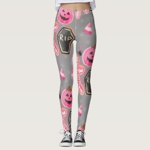Leggings squelette rose mignon Halloween avec bonbon Leggin