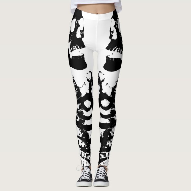 Leggings Squelettes d'image retournée blancs (Devant)