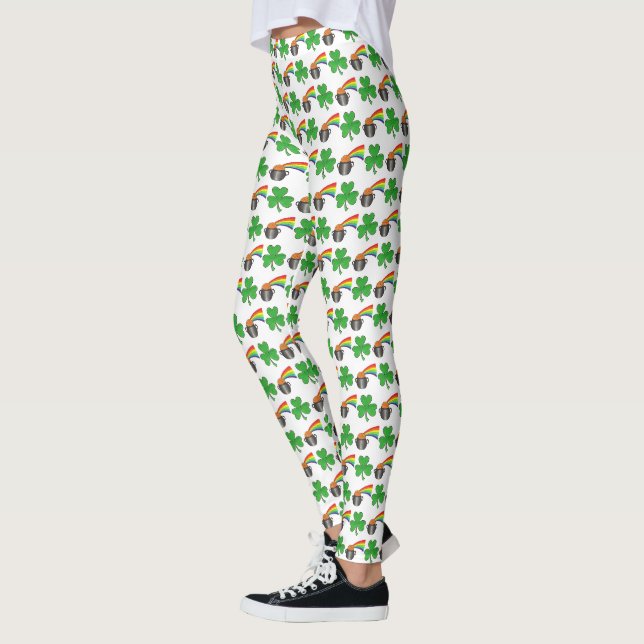 Leggings St. Paddy's Day Lucky Pot of Gold Rainbow Shamrock (Gauche)