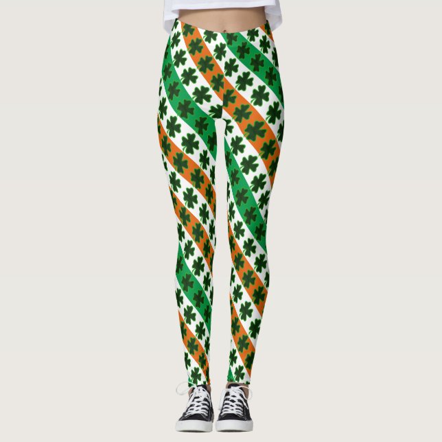 Leggings St. Patrick's Day Clover Stripes (Devant)