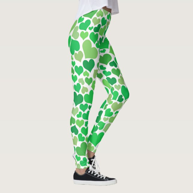 Leggings St. Patrick's Day Cute Lucky Green Hearts Mode (Droite)