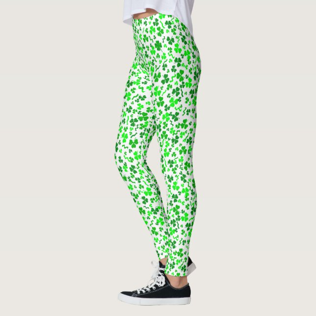 Leggings St Patrick's Day Green Shamrocks Confetti (Gauche)