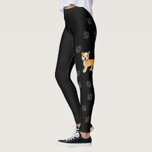 Leggings Staffie Fauve Et Blanc Chien De Dessin Animé Migno