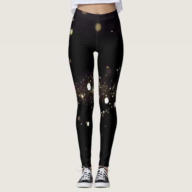Leggings Stardust en or en noir (Devant)