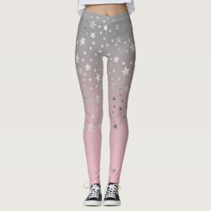 Leggings Stars Gris Rose Ombre Design Chic Moderne tendance