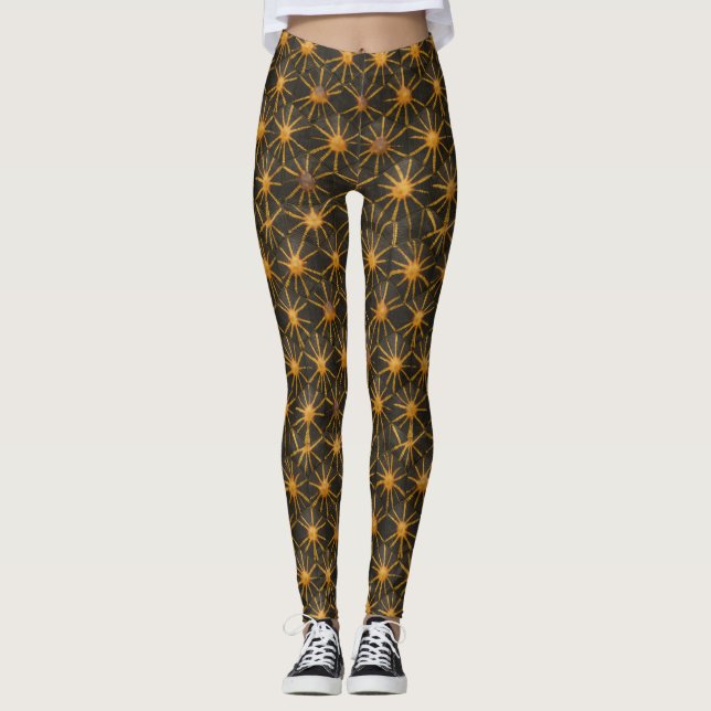 Leggings Starshield Radiata | Géométrique de l'or céleste (Devant)
