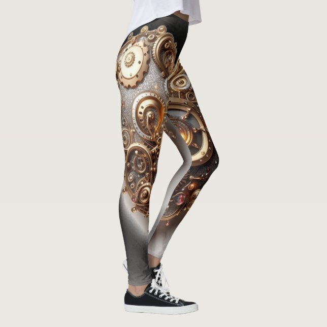Leggings Steampunk Élégant Clockwork Gear Coeur (Droite)
