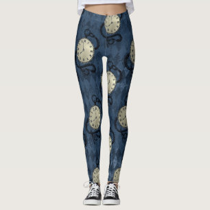 Leggings Steampunk gothique punk horloges & crânes T-S Legg