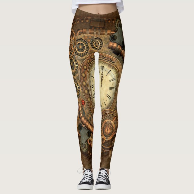 Leggings Steampunk, rouages merveilleux (Devant)