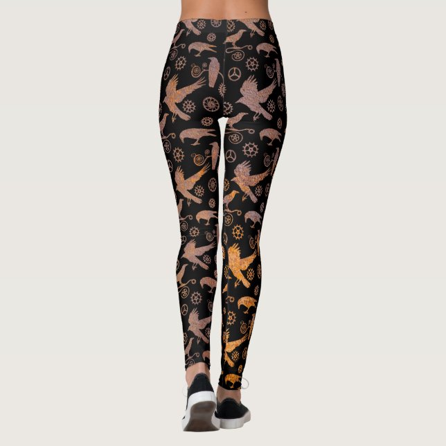 Leggings Steampunk Rusty Crows and Gears (Dos)