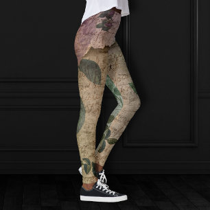 Leggings Steampunk Torn Rose Ephémère Vintage en détresse