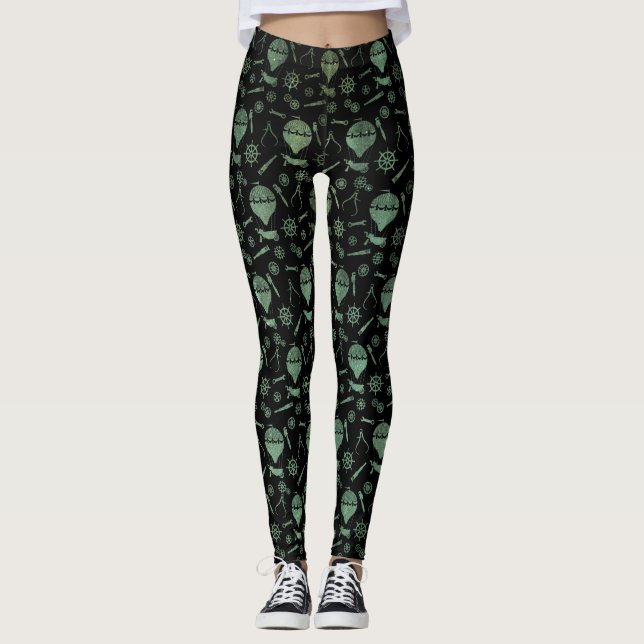 Leggings Steampunk Verdigris Bronze Ballons à air chaud (Devant)