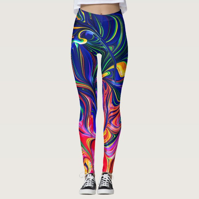 Leggings Sticle à rayures arc-en-ciel (Devant)