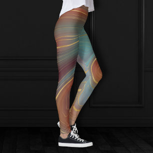 Leggings Strata automne   Terra Cotta Turquoise et Gold Aga