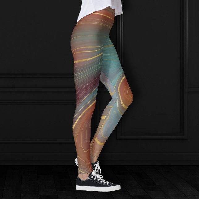 Leggings Strata automne | Terra Cotta Turquoise et Gold Aga (Créateur téléchargé)