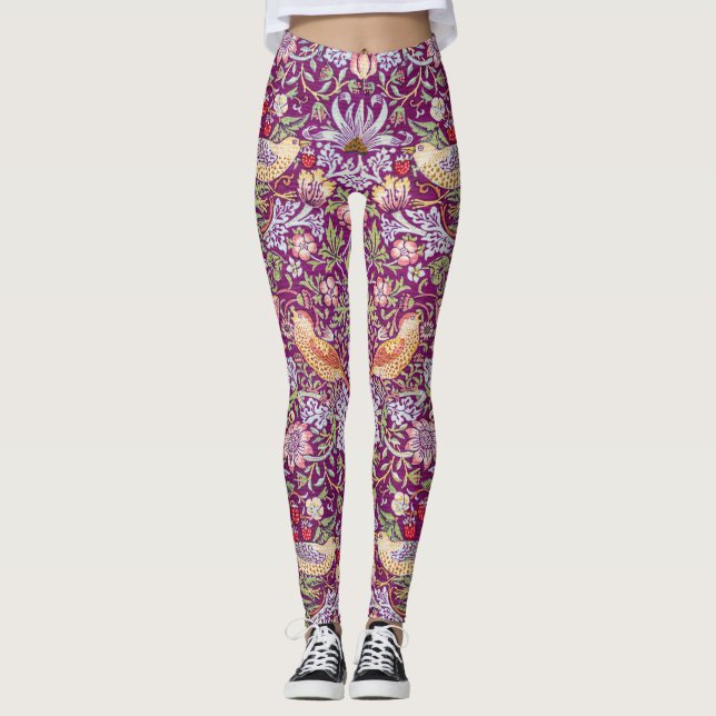 Leggings Strawberry Thief Red, William Morris (Devant)