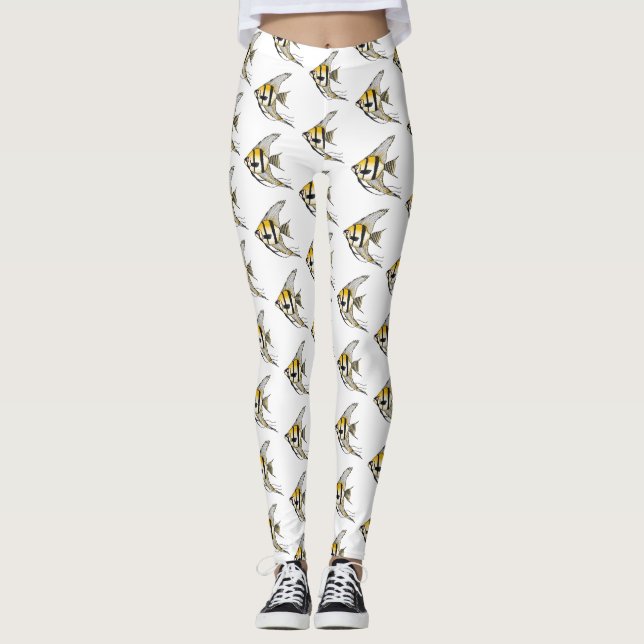 Leggings Striped angelfish cartoon (Devant)