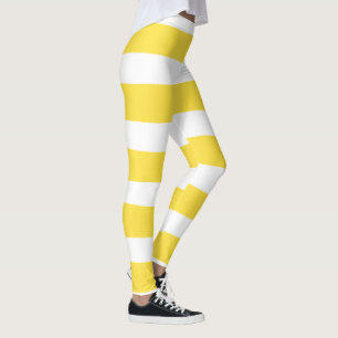 Leggings Stripes inégales - Citron jaune et blanc