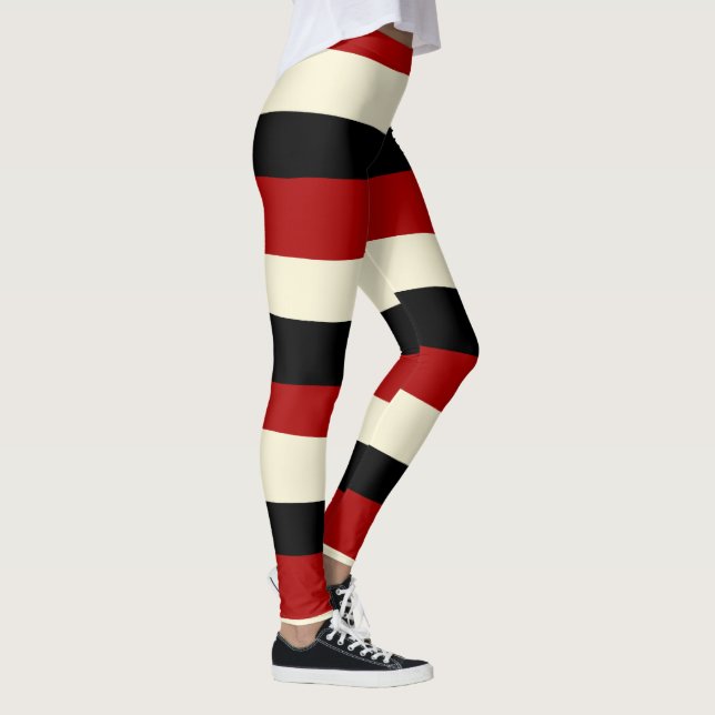 Leggings Stripes inégales - Rouge et Crème (Droite)