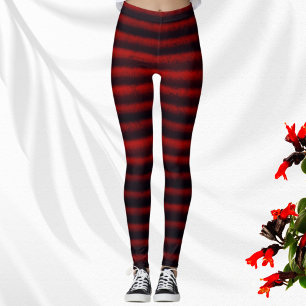 Leggings Stripes modernes Charbon noir et rouge