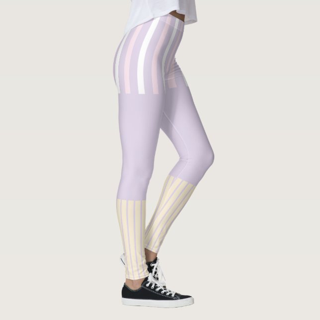 Leggings Stripes Pop Couleur - Rose Pastel, Jaune & Violet (Droite)
