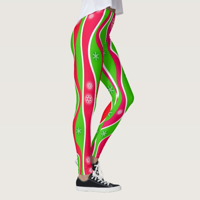 LEGGINGS STRIPES ROUGES, BLANCS ET VERTS DE NOËL (Droite)