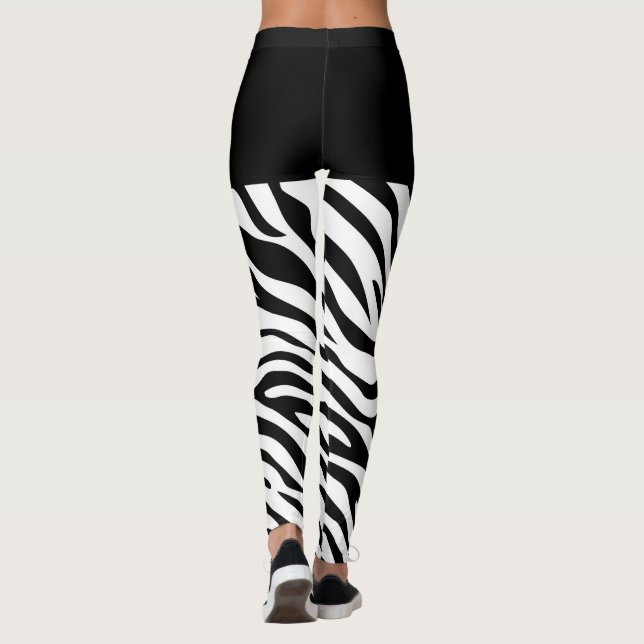 Leggings Stripes Zèbre Noir et Blanc sur (Dos)