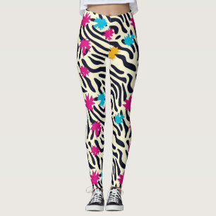 Leggings Stripes zébrées Abstraites avec pellicule de peint