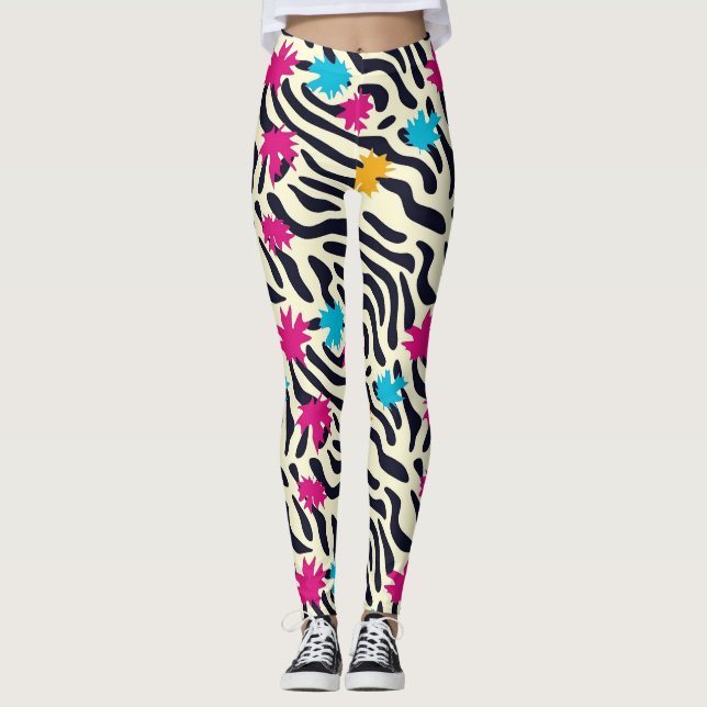 Leggings Stripes zébrées Abstraites avec pellicule de peint (Devant)